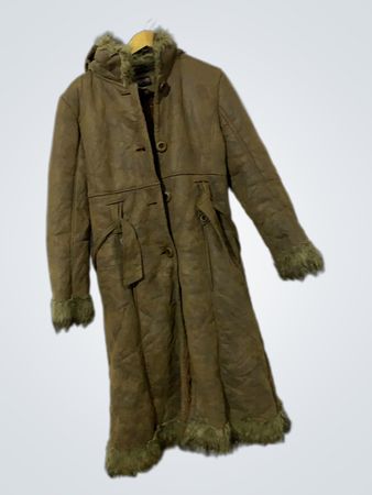 Créateur Nouveau Jean Mode Manteau Brun avec Garniture en Fourrure
