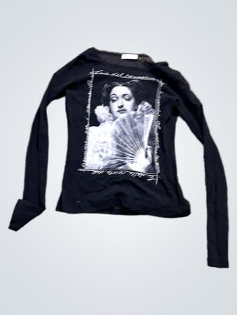 Comma Schwarz Langarm Grafikdruck T-Shirt