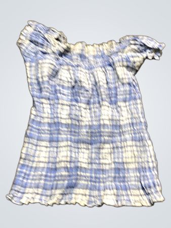Blau-weißer kariertes Off-Shoulder-Top