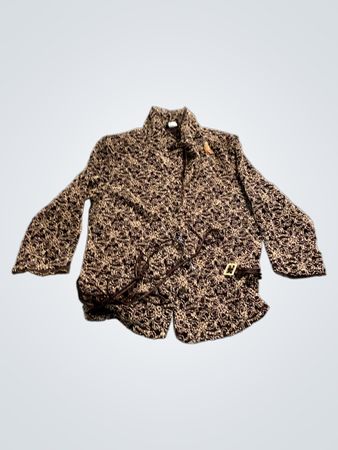 Braun gemusterte Jacke mit Gürtel