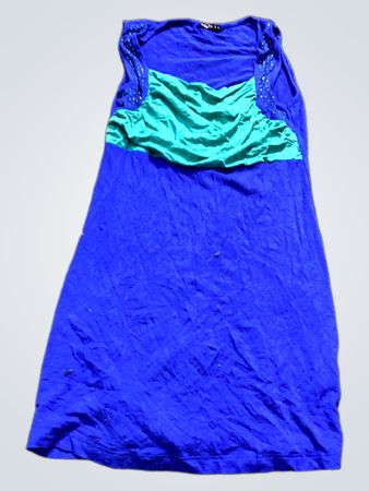 ZENTEX Blau und Grün Ärmelloses Kleid mit Verzierten Schultern