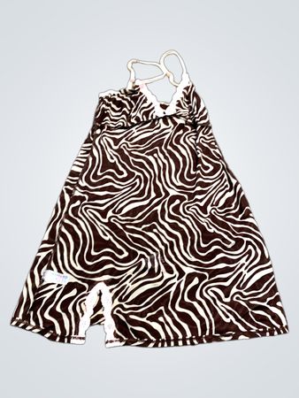Zebra-Print Slip-Kleid mit pinkem Besatz