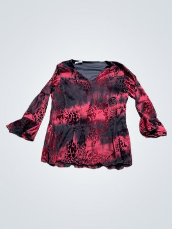 Rot und Schwarz Batik Schlagärmel-Oberteil