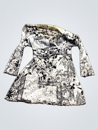 Schwarz-weiß gemustertes Kleid