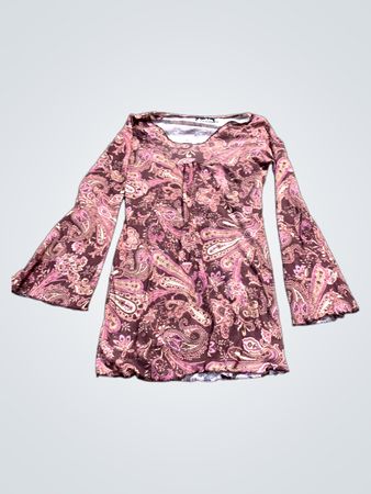 Double. Paisley-Print Langarm-Minikleid