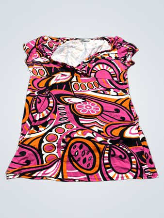 Wallis Damen Pink Orange Blumenmuster Kurzarmtop Größe 18