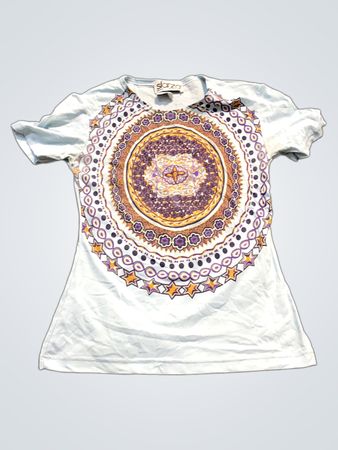 Sfarzo Milano Made in Italy Hellblaues T-Shirt mit Mandala-Grafik