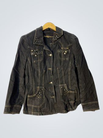 ChristineLAURE Damen Schwarze Denimjacke mit Nieten