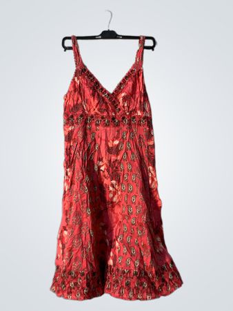 Monsoon Roter Blumenmuster-Sommerkleid