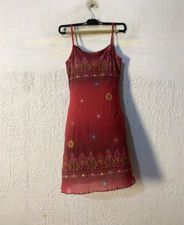 FANTY Rotes Floral Besticktes Spitzenkleid