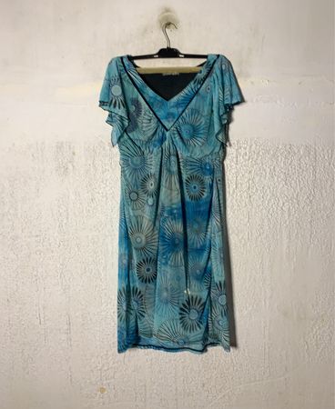Ligne à suivre Damen Blau Floral Print Kleid Größe 46/48