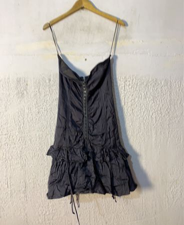Dunkelgraues Rüschencorsettkleid