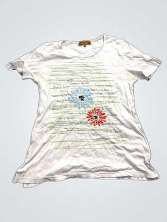 BAGORAZ Weißes T-Shirt mit floralem und textlichem Druck