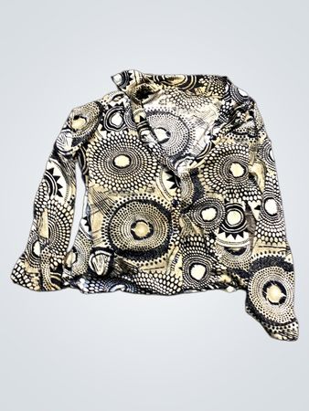 Schwarz-weiß gemustertes Button-Up-Hemd