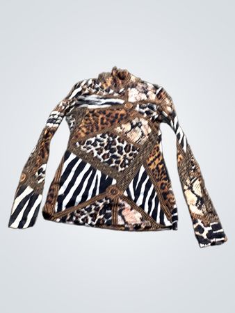 Langarm Mock Neck Tierdruck Top
