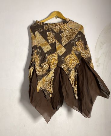 Brauner Patchwork-Print-Rock