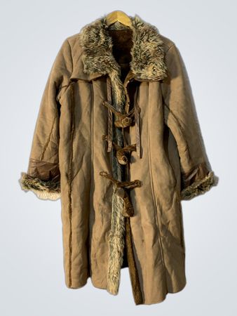 Brown Faux Fur Trimmed Coat