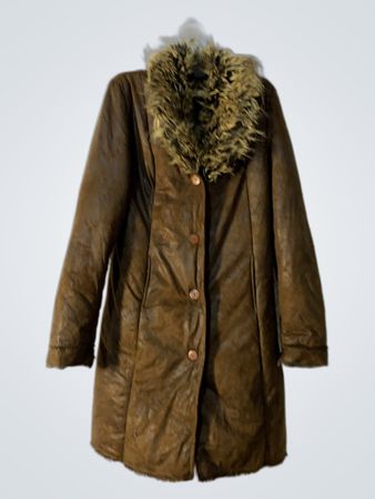 Brown Faux Fur Trimmed Coat