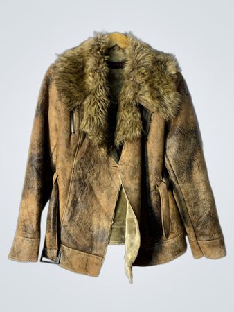 Veste en jean RULYS à doublure en fausse fourrure marron