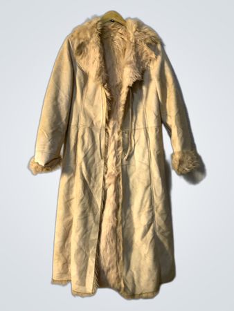 Beige Faux Fur Lined Long Coat