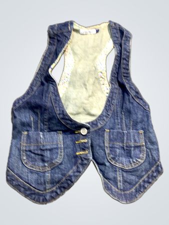 Valleygirl Denim-Weste mit floralem Futter