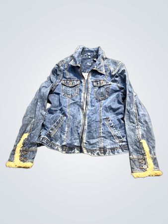 FRENCH CUFF Denim Jacket with Fur Trim