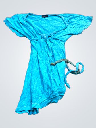 CUBUS Blau V-Ausschnitt Taillenkleid