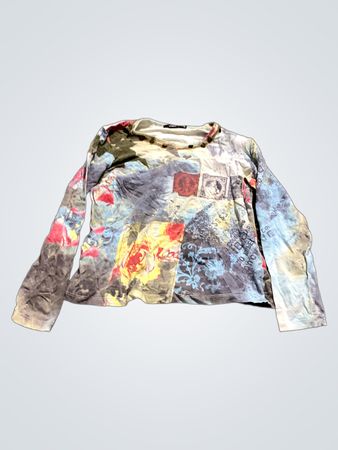 VERSE Langarm-Patchwork-Graphic-T-Shirt