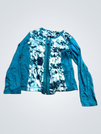 Blaue und weiße Batik-Reißverschlussjacke
