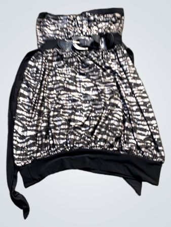 Glitzerndes Zebra-Print Trägersloses Top mit Gürtel