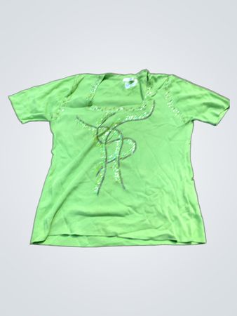 IMAGINE Grünes Paillettenverziertes Kurzarmshirt