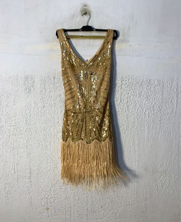 Damen 1920er Jahre Pailletten Flapper Kleid mit Fransen