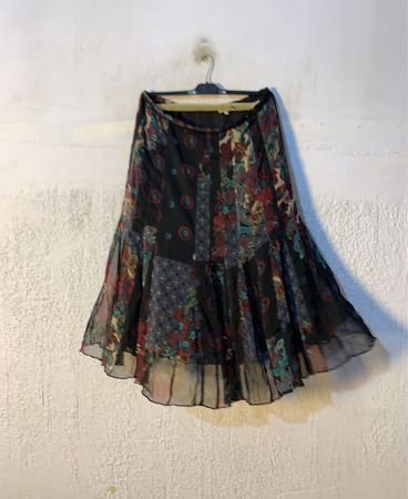 Solar Patchwork Print Midi Rock