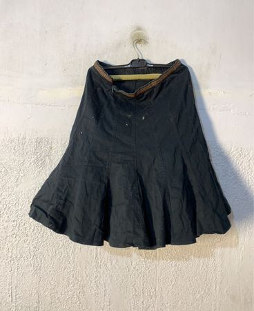 CAROLL Schwarzer Denim A-Linien Midi-Rock