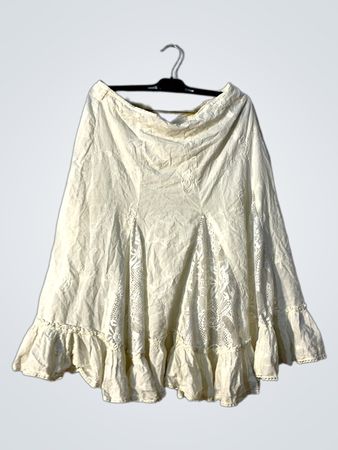 Exsis Women's Cream Lace Ruffle Skirt