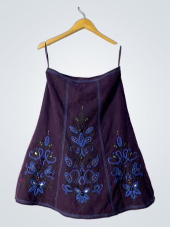 Monsoon Lila Bestickter A-Linien-Rock