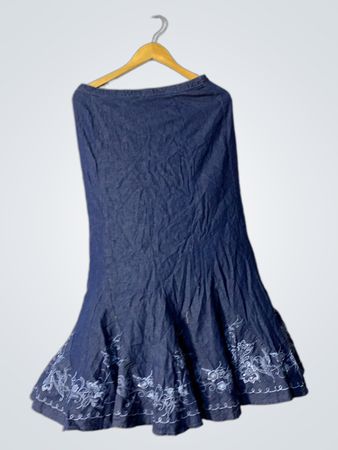 Heine Blaue Denim-Maxiröcke mit floraler Stickerei