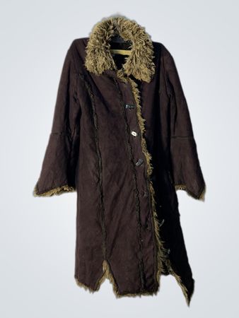 Brown Faux Fur Trimmed Coat