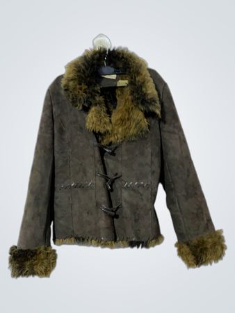 Georges Franck Brown Suede Fur Trimmed Jacket