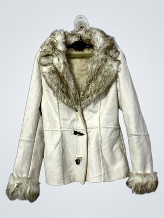 Shearling Coat with Fur Trim