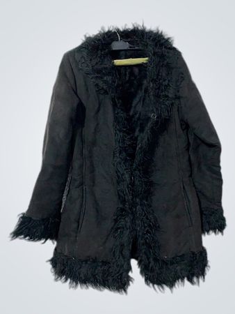 Black Faux Fur Trimmed Coat