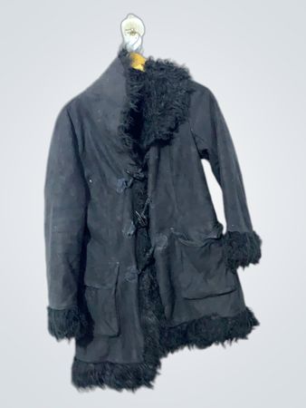 F&F Black Faux Fur Trimmed Coat