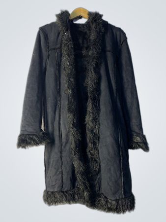 Black Faux Fur Trimmed Coat