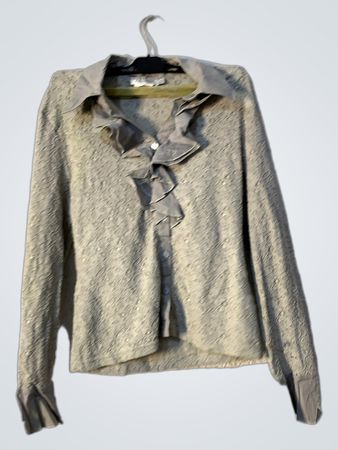 Antonelle Damen Graues Rüschenshirt mit Knopfleiste