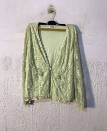 WHIMSY leichter grüner Spitzen-Cardigan mit Pailletten
