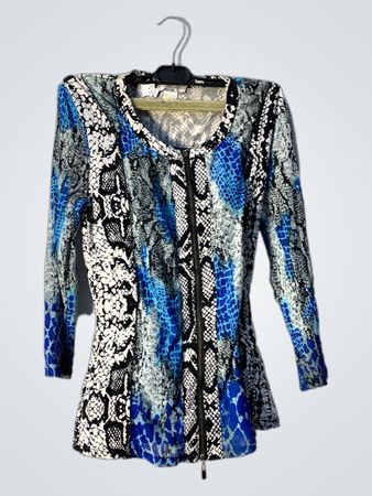 ALBERTO MAKALI NEW YORK PARIS MILANO Blau und Schwarz Schlangenprint Reißverschlussjacke