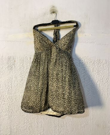 Leopardenmuster Halterkleid