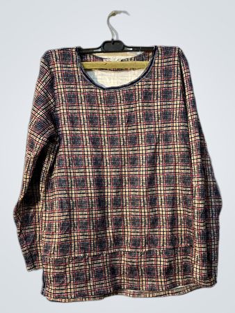 Top Mode Original Jakmor Französische Moden Karierter Langarm-Top