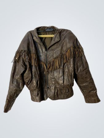 Braune Lederfransenjacke