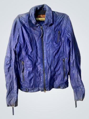 Montgomery's Women Blue Leather Jacket